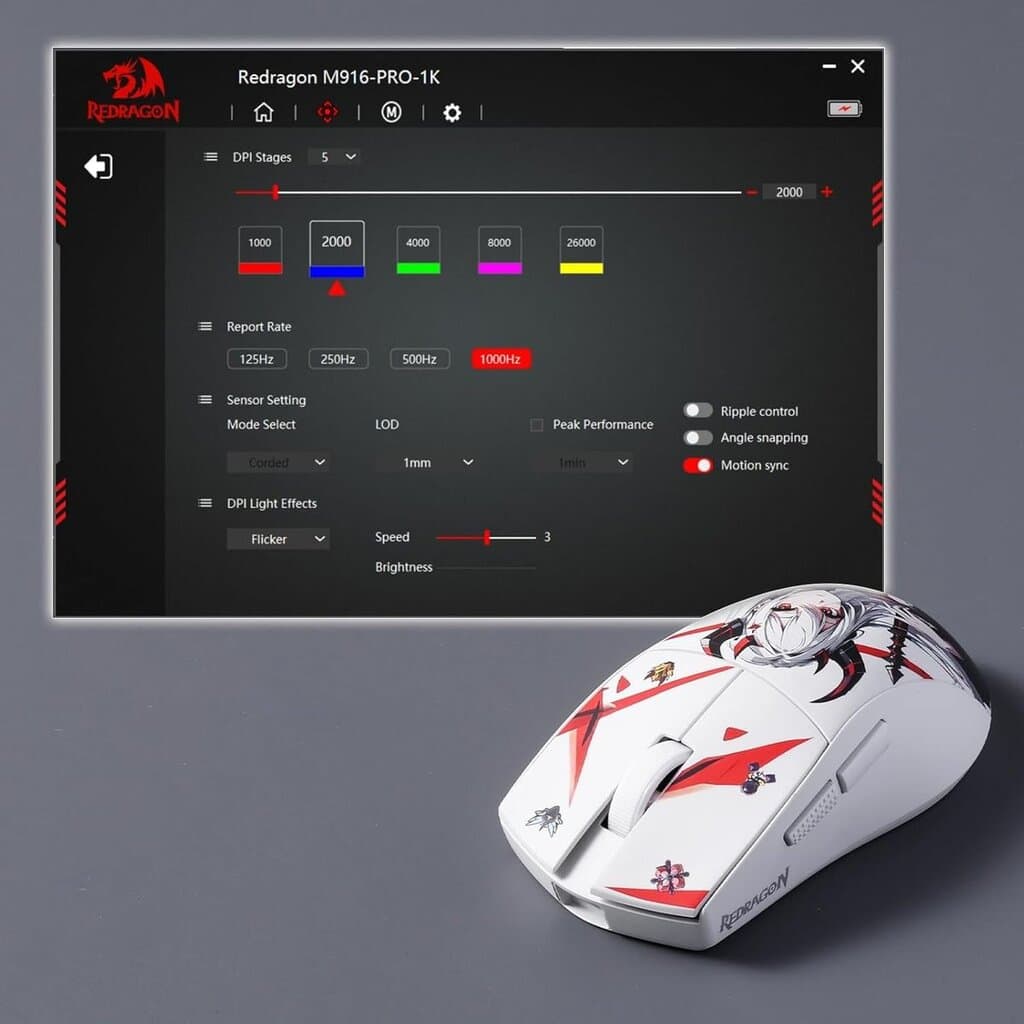 Redragon Anime Ultra Light Wireless Gaming Mouse - White 3
