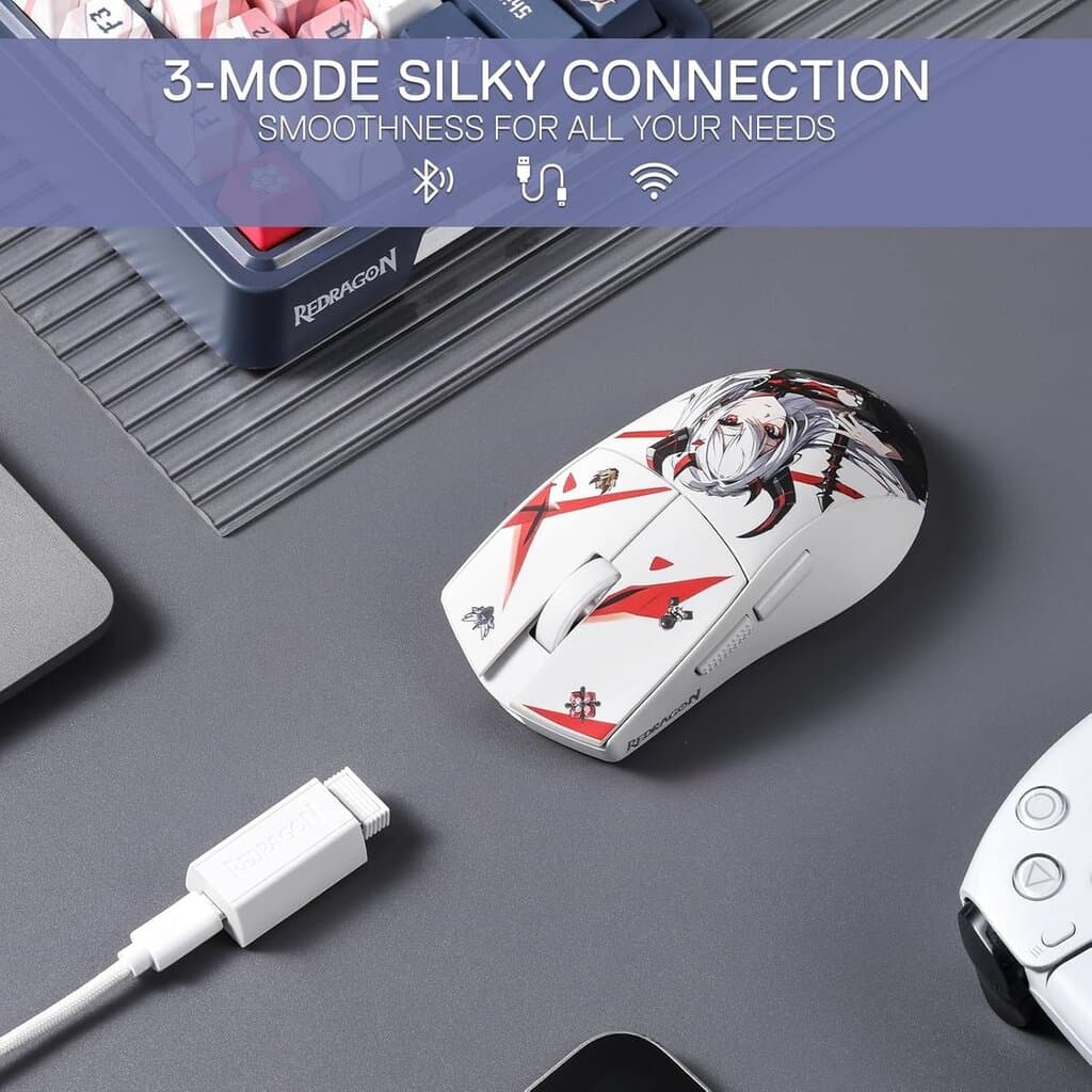 Redragon Anime Ultra Light Wireless Gaming Mouse - White 4