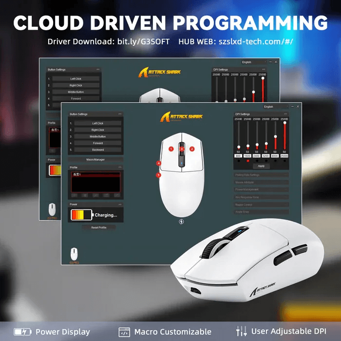 Attack Shark G3 Pro Wireless Gaming Mouse - White 6