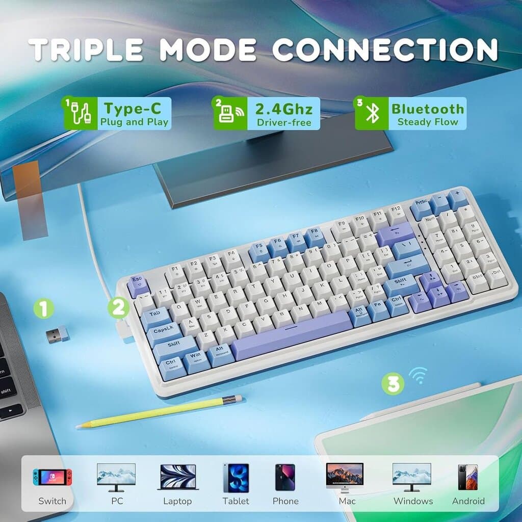Redragon Star Blade Pro K707WBP Mechanical Keyboard - White & Purple 5
