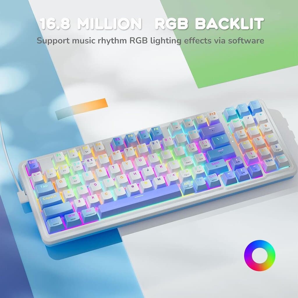 Redragon Star Blade Pro K707WBP Mechanical Keyboard - White & Purple 6
