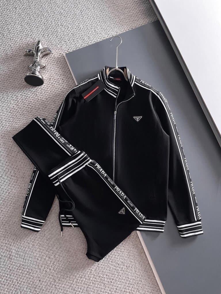 PRADA Men's Pajama Set - Black Cotton (L)