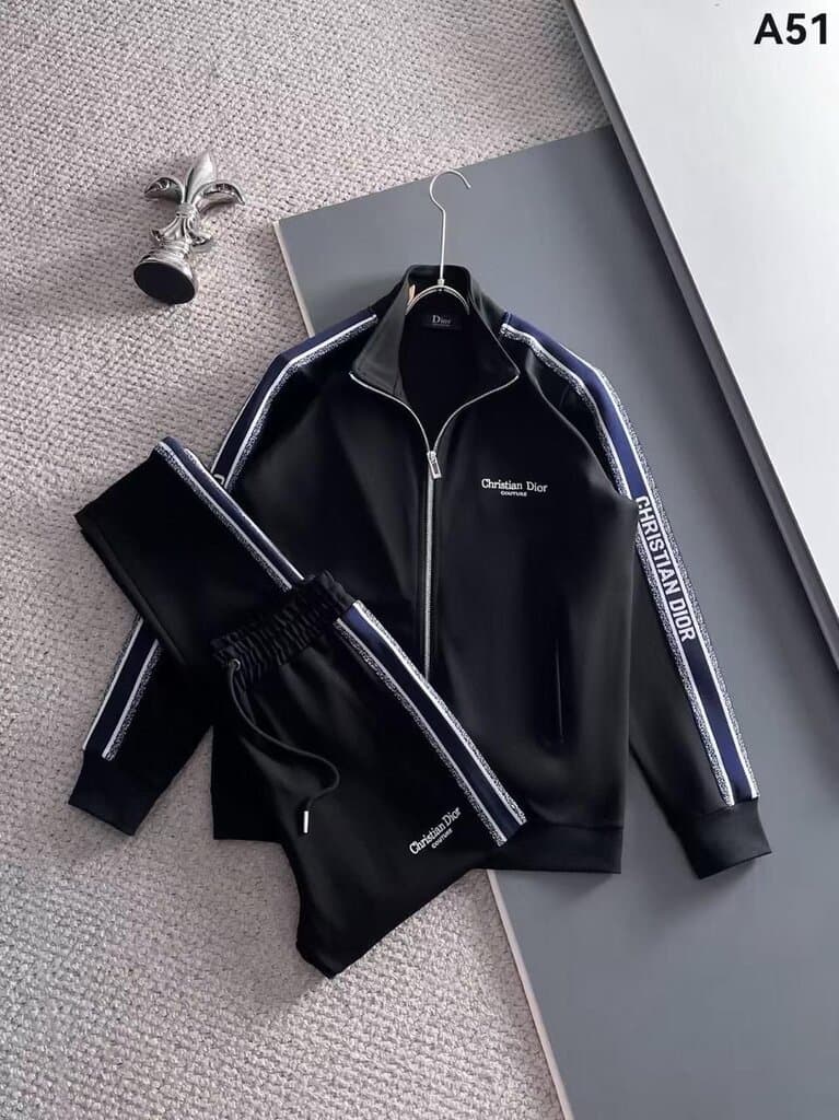 DIOR Men's Cotton Pajama Set - Black (L)