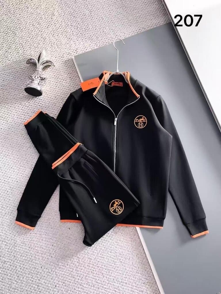 HERMES Men's Pajama Set - Cotton Black (L)