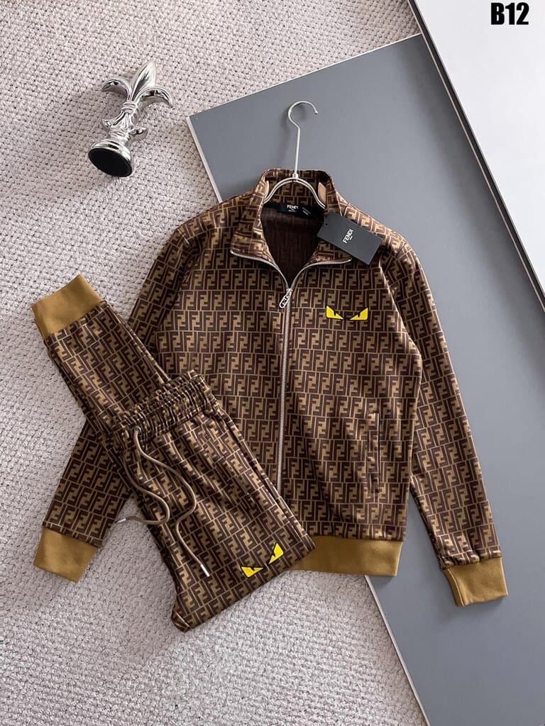 FENDI Men's Cotton Pajama Set - Brown (L)