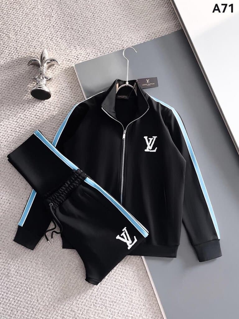 LV Men's Pajama Set - Cotton Blue (M)