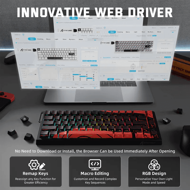 Attack Shark X68 Pro HE Keyboard - Black And Red 7