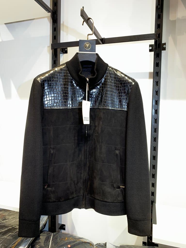 ZILLI Men's Vest - Suede/Leather - Black (58)