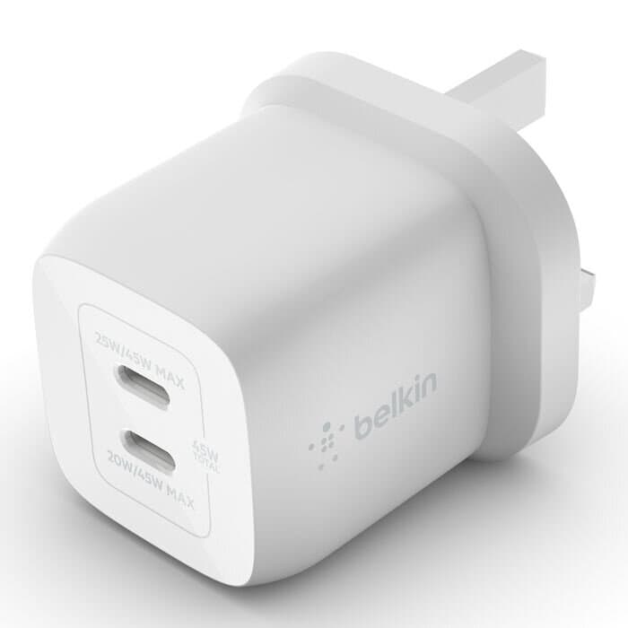 Belkin Boost Charge Pro GaN Dual Wall Charger 45W - White 1
