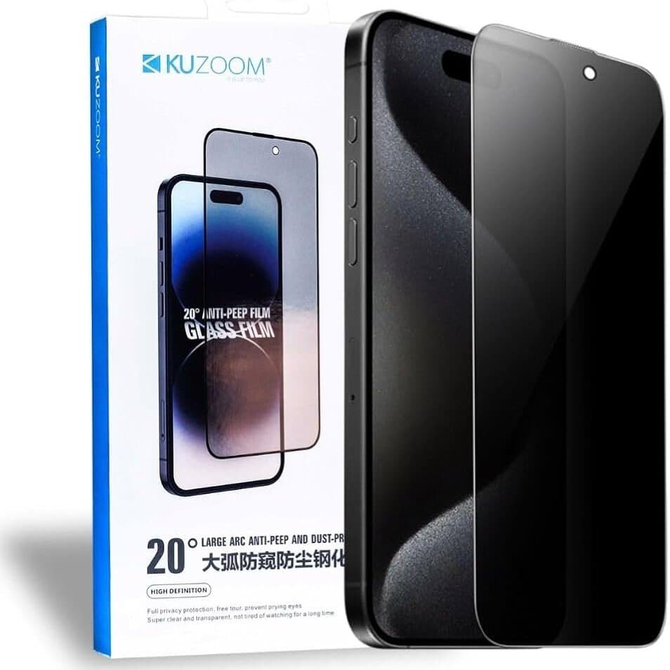 Kuzoom iPhone 15 Pro Privacy Glass Screen