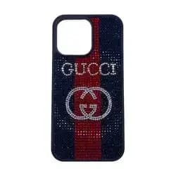 iPhone 14 Pro Max Swarovski Gucci Cover - Dark Blue