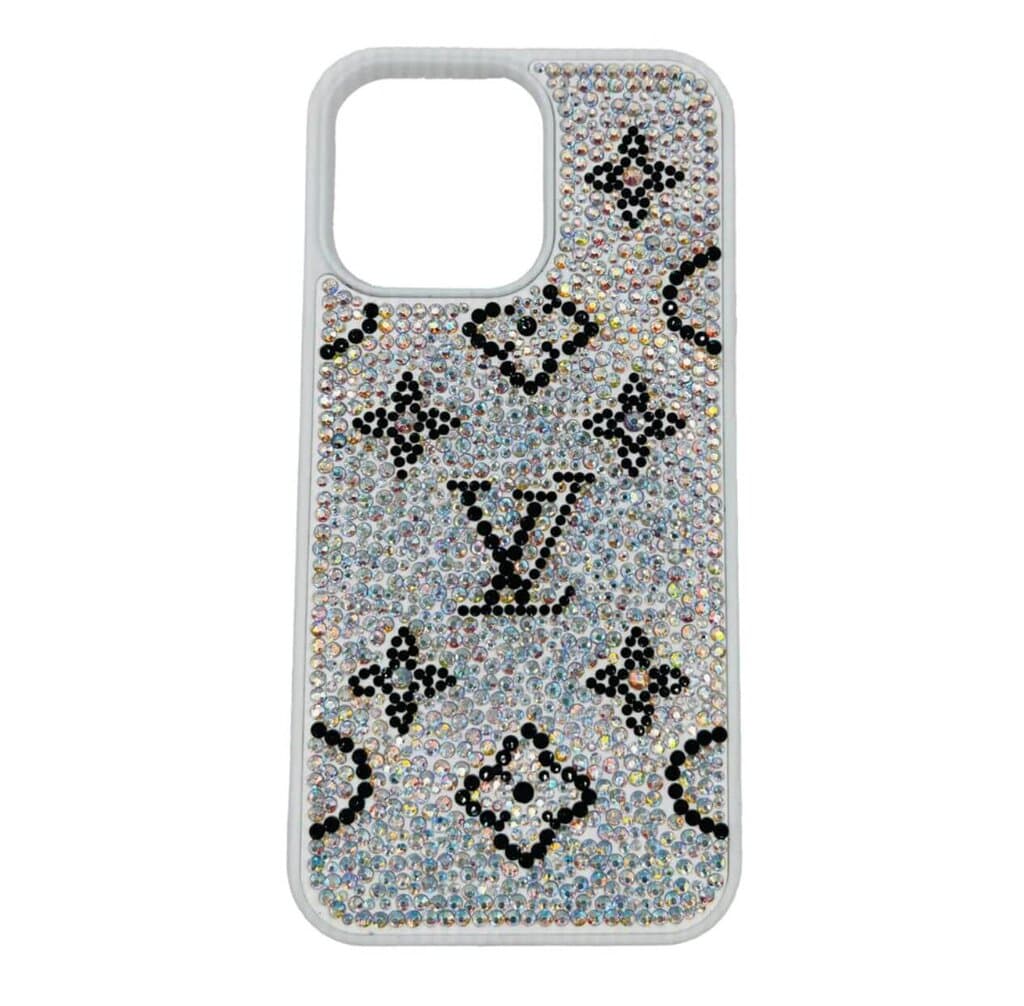 iPhone 14 Pro Max Swarovski LV Cover - White