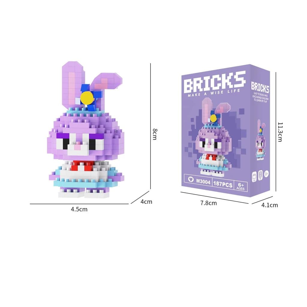 Nano Block Cartoon DIY Mini Building Bricks Toy (Purple Rabbit)