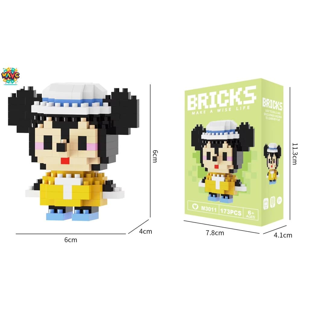Nano Block Cartoon DIY Mini Building Bricks Toy (Mickey Mouse White Hat)