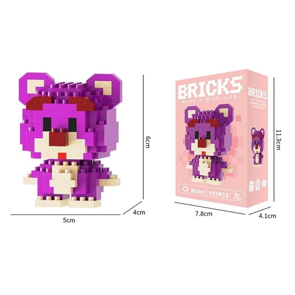 Nano Block Cartoon DIY Mini Building Bricks Toy (Purple Bear)