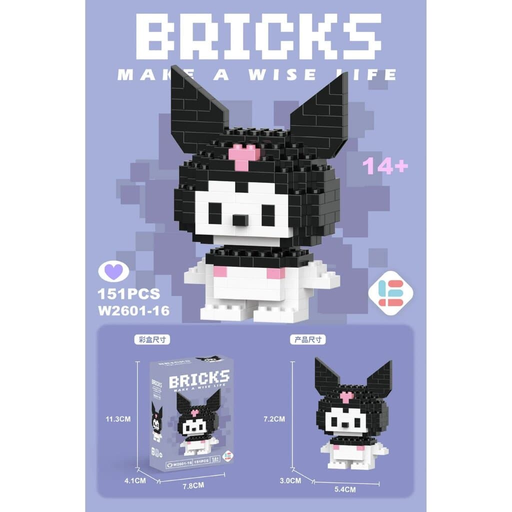 Nano Block Cartoon DIY Mini Building Bricks Toy (White & Black Cat)