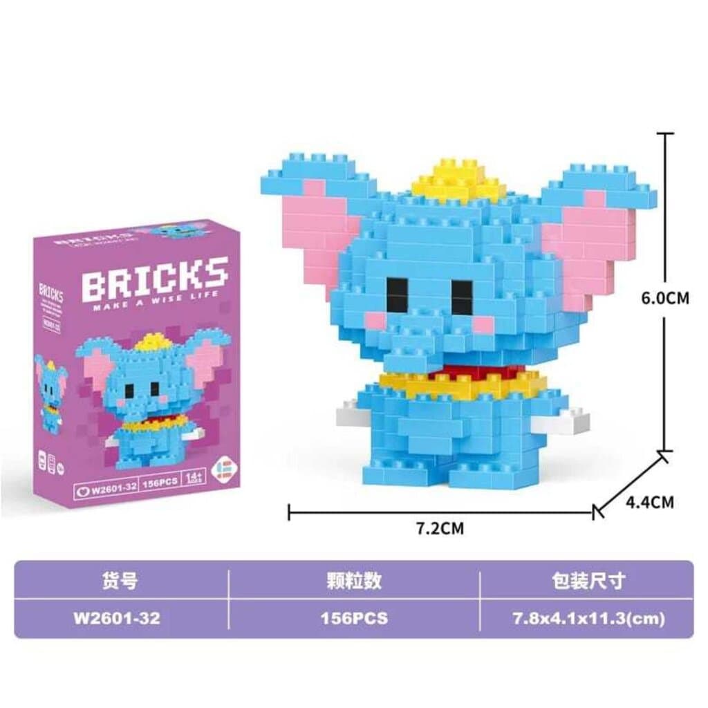 Nano Block Cartoon DIY Mini Building Bricks Toy Elephant