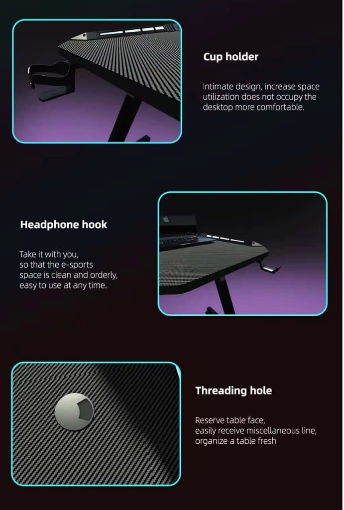 Jertech GD-216 Gaming Desk (Gray) 11