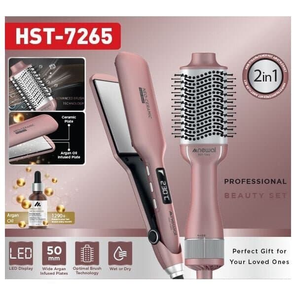Newal 2 in 1 Hair Styler and Straightener - HST7265 (Pink) 2