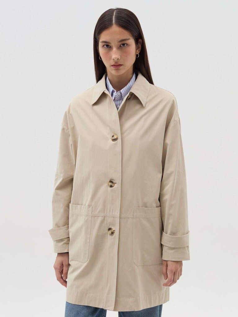 OVS Light Beige Long trench coat with pockets