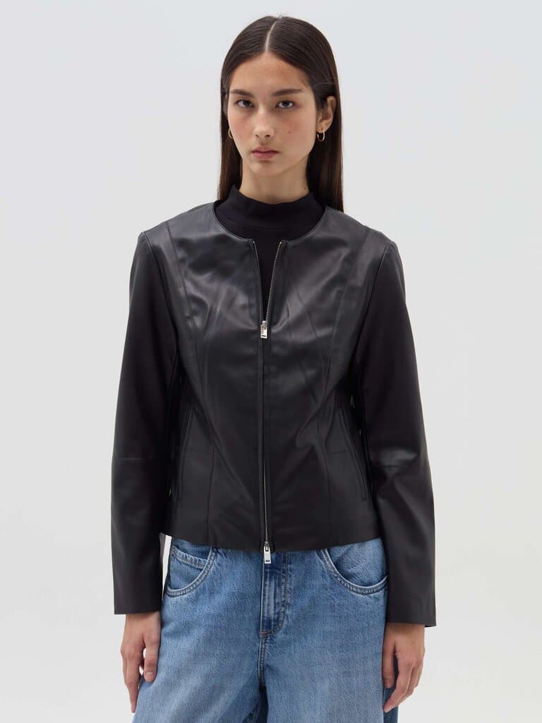 OVS Black Biker jacket with shiny effect