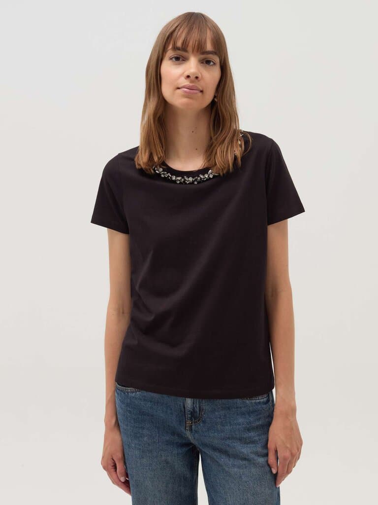 OVS T-shirt with round neck and jewel applications