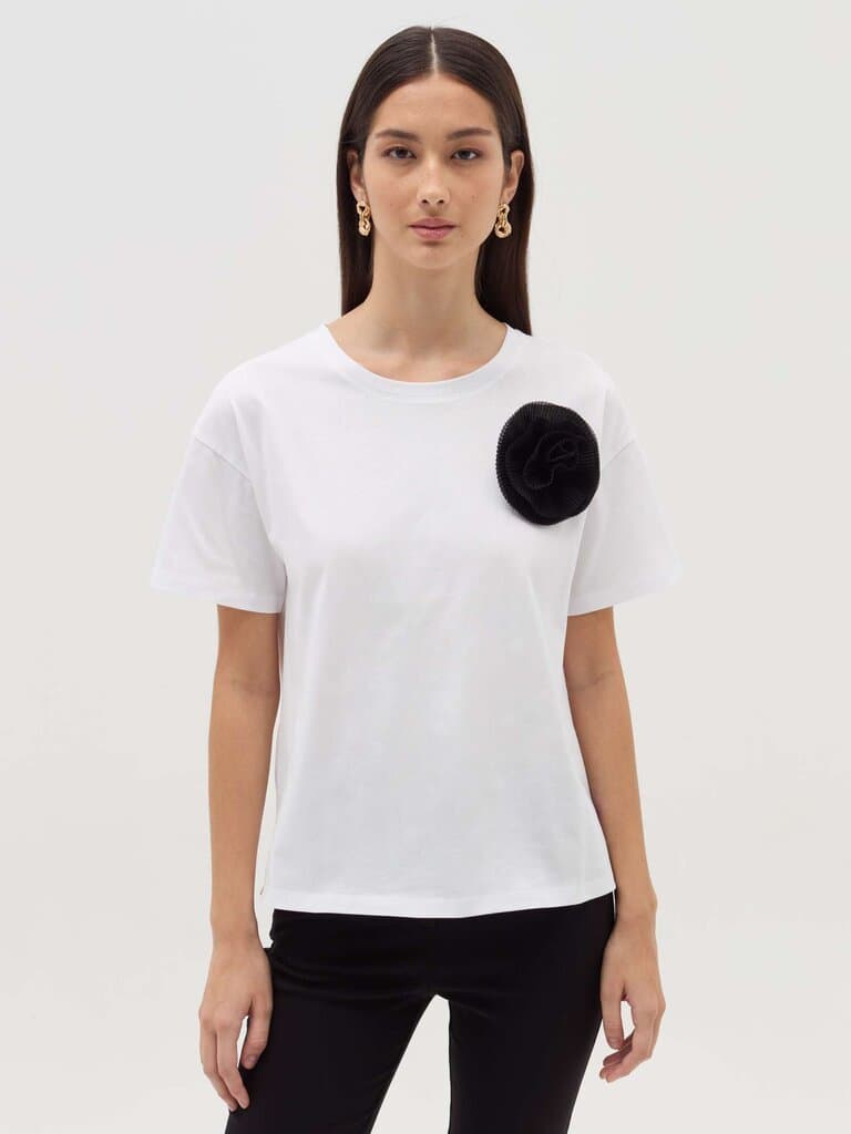 OVS Optical White T-shirt with floral application