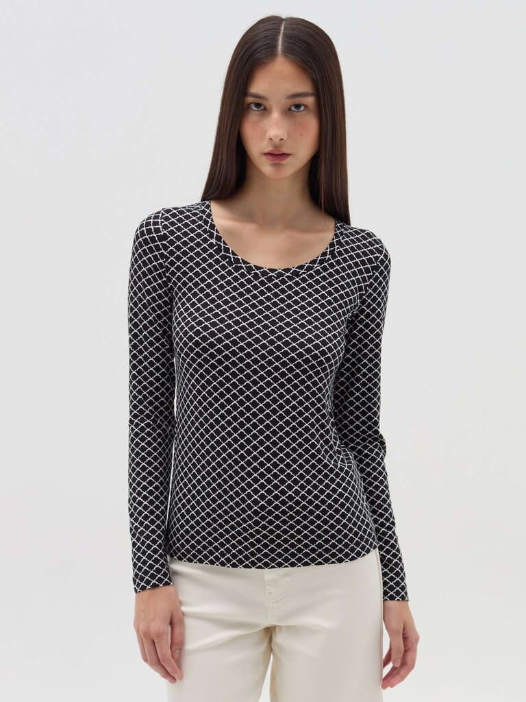 OVS White/Black Patterned long-sleeved T-shirt