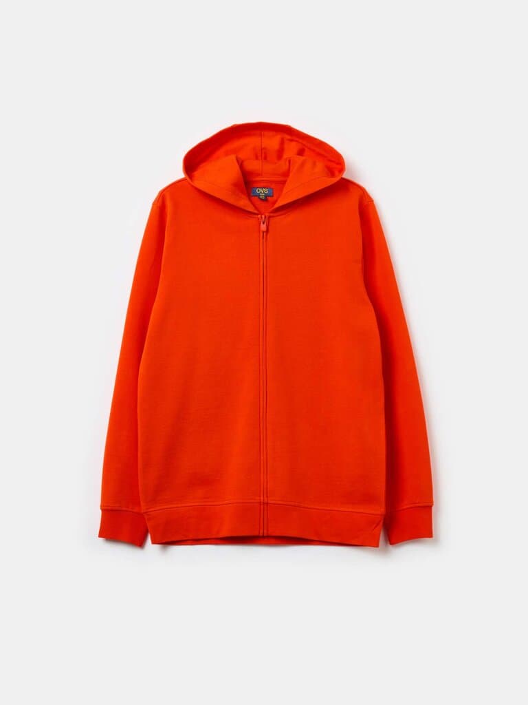 OVS KIDS Night Blue Solid colour full-zip sweatshirt with hood