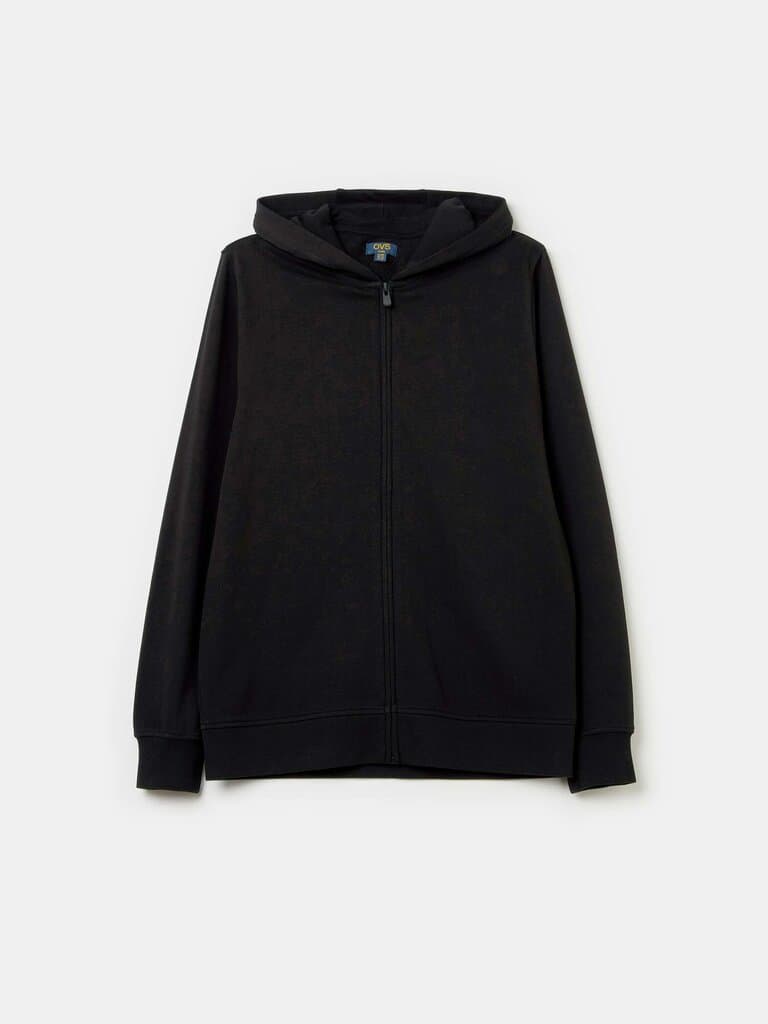 OVS KIDS Night Blue Solid colour full-zip sweatshirt with hood