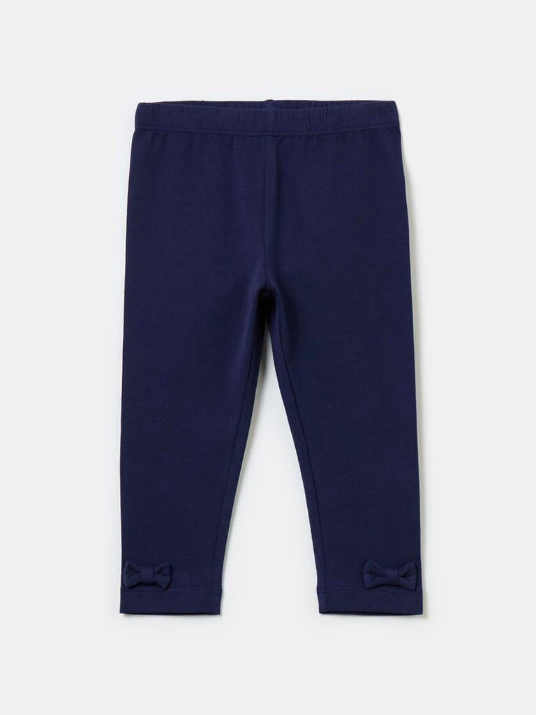 FAGOTTINO Dark Blue Stretch cotton leggings with bows