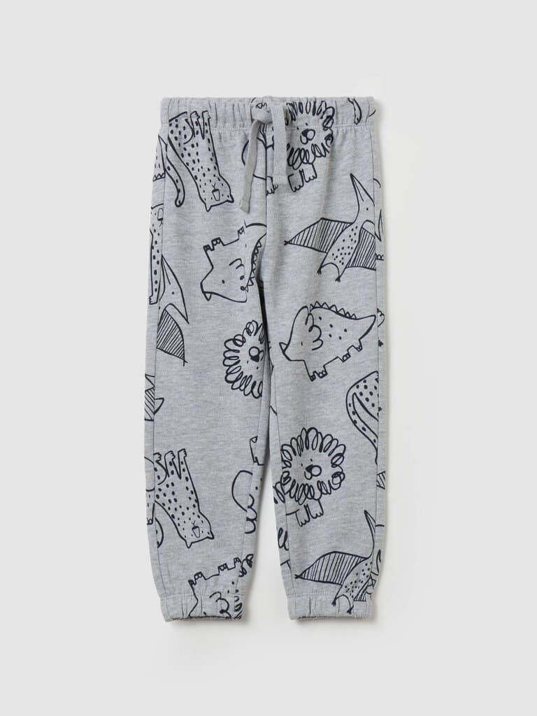 FAGOTTINO Grey Marl Joggers in French Terry with print