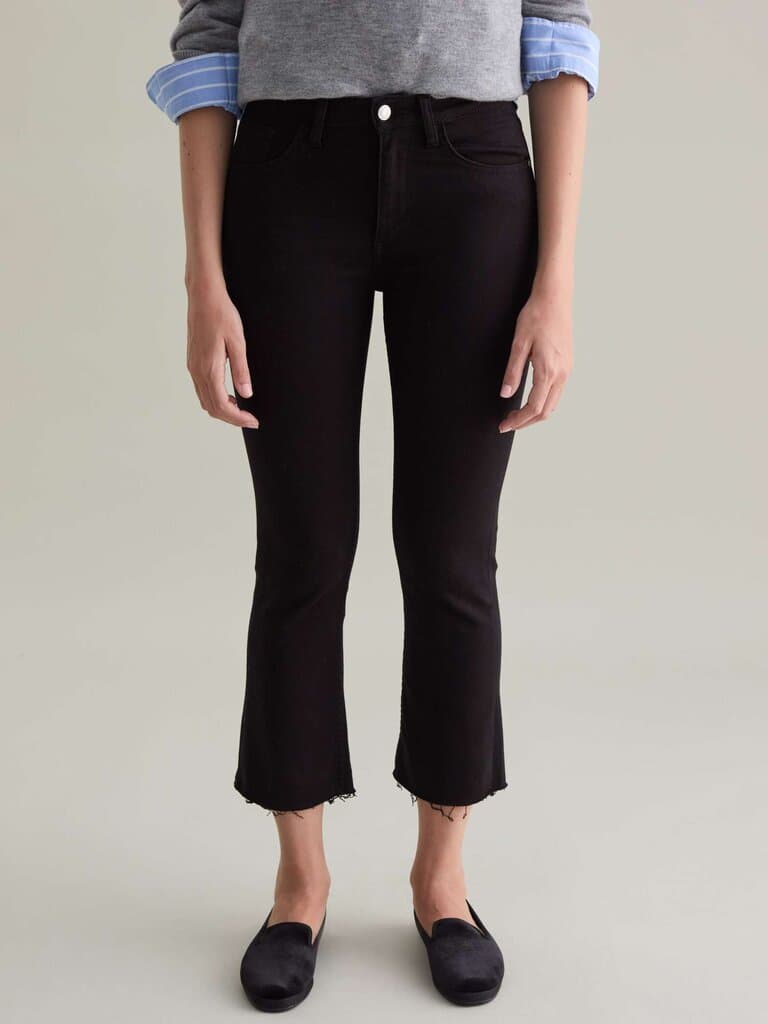 Flare-fit crop jeans with raw edging