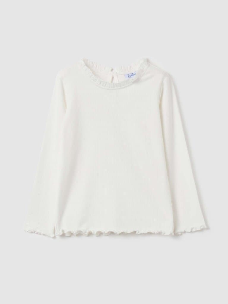 FAGOTTINO White Ribbed T-shirt with long sleeves
