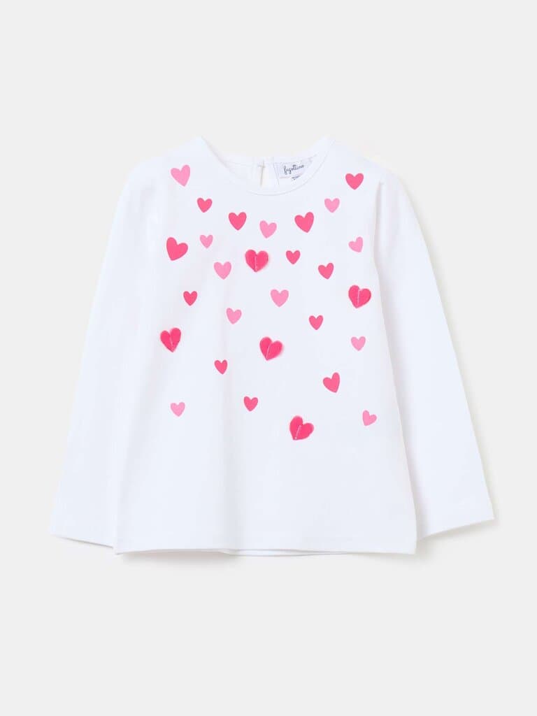 FAGOTTINO Optical White Long-sleeved T-shirt with hearts