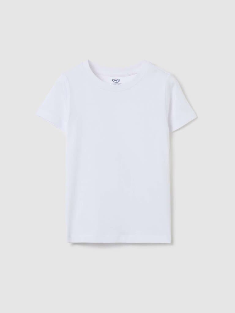 OVS KIDS Optical White Organic cotton T-shirt with round neck