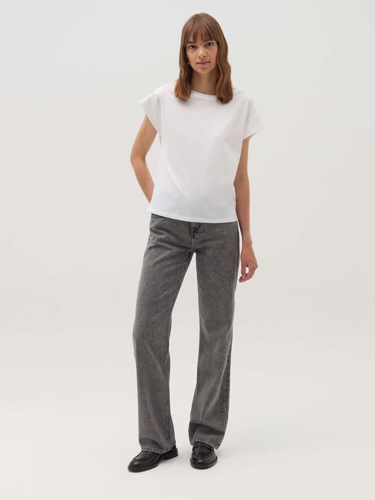 OVS Optical White Cotton T-shirt with kimono sleeves