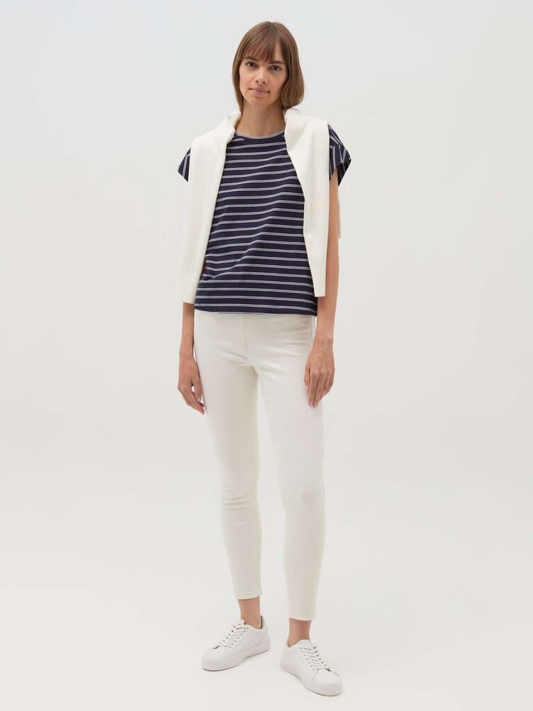 OVS White/Blue Striped T-shirt with kimono sleeves