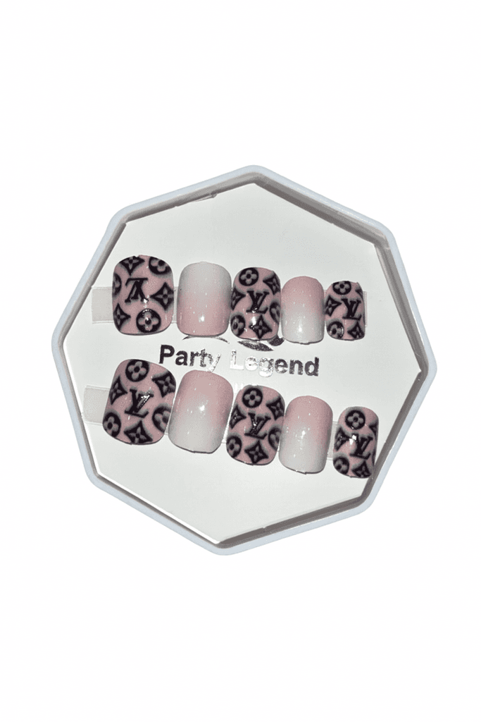 Pink LV Ombre Press-On Nails – Luxury Designer Set