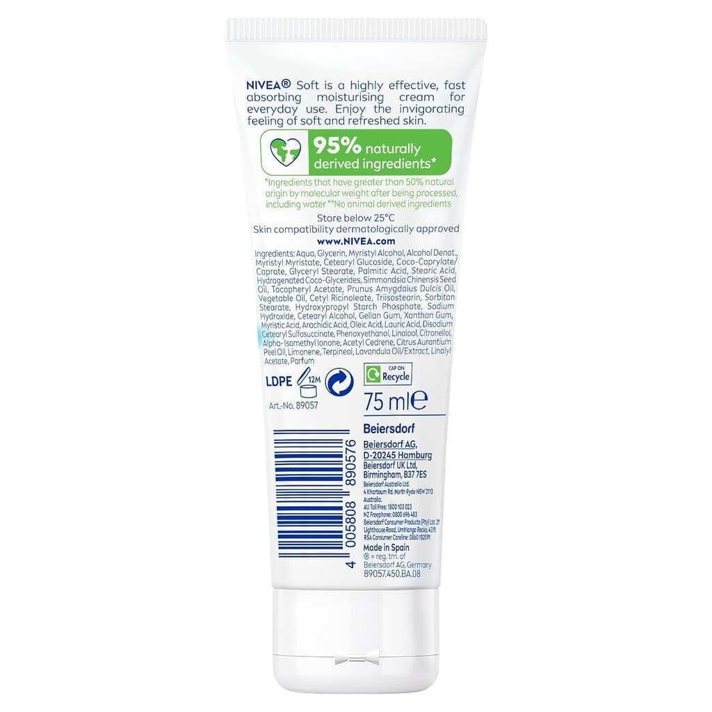 NIVEA Soft Moisturiser Cream for Face Hands & Body - 75ml 2