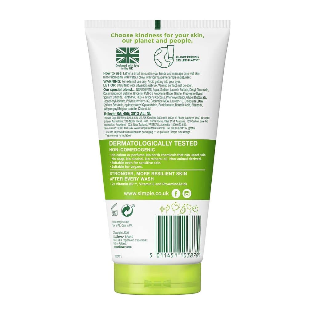 Simple Kind to Skin Moisturising Facial Wash Gel - 150ml 2