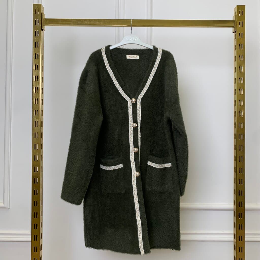 WEI TAO Women's Long Wool Coat - Dark Green (Free Size)