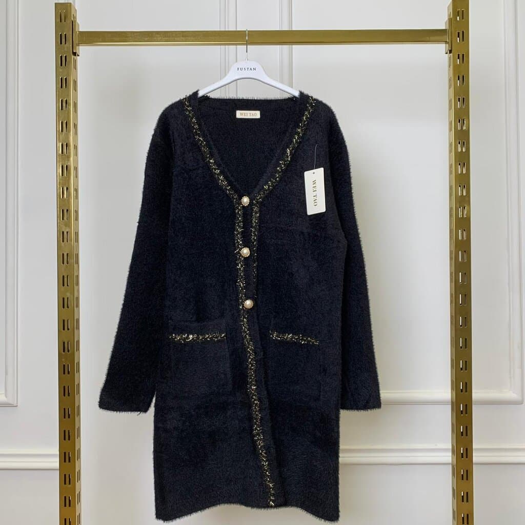 WEI TAO Women's Long Wool Coat - Black (Free Size)