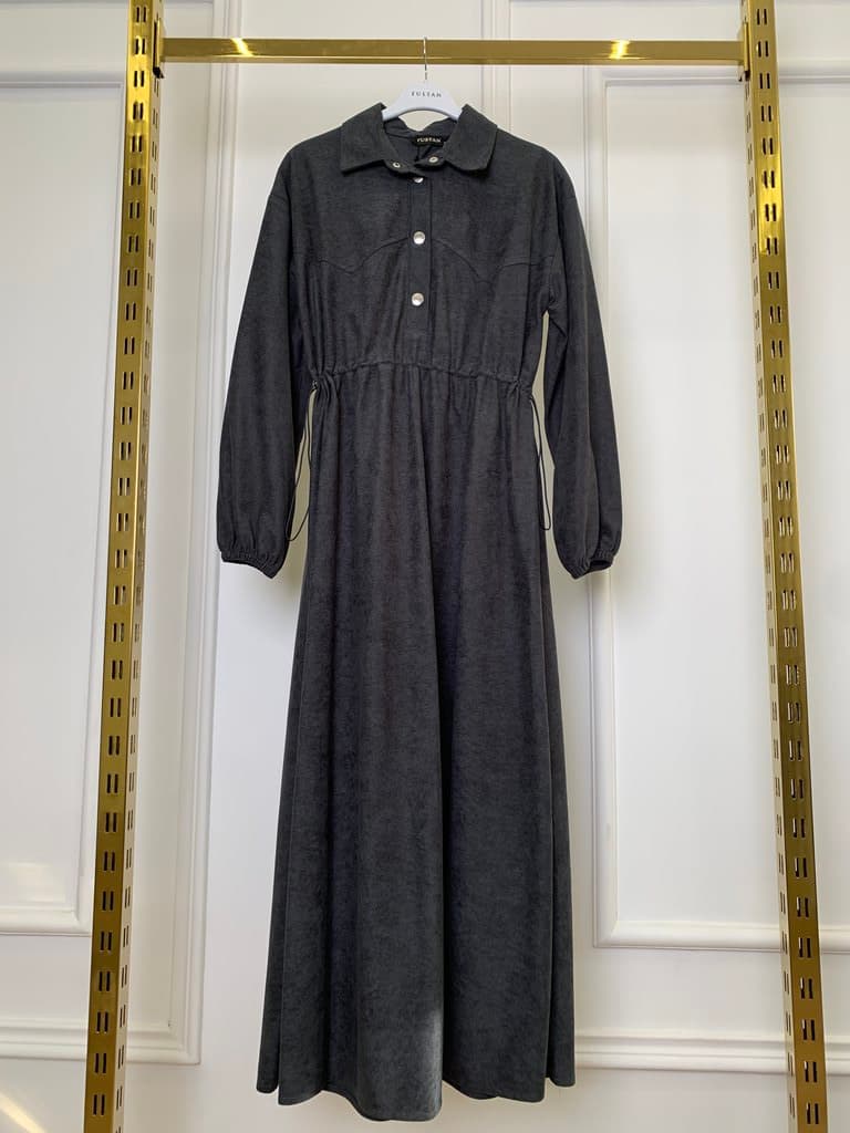 Fustan Women's Cotton Long Dress - Dark Gray (38)