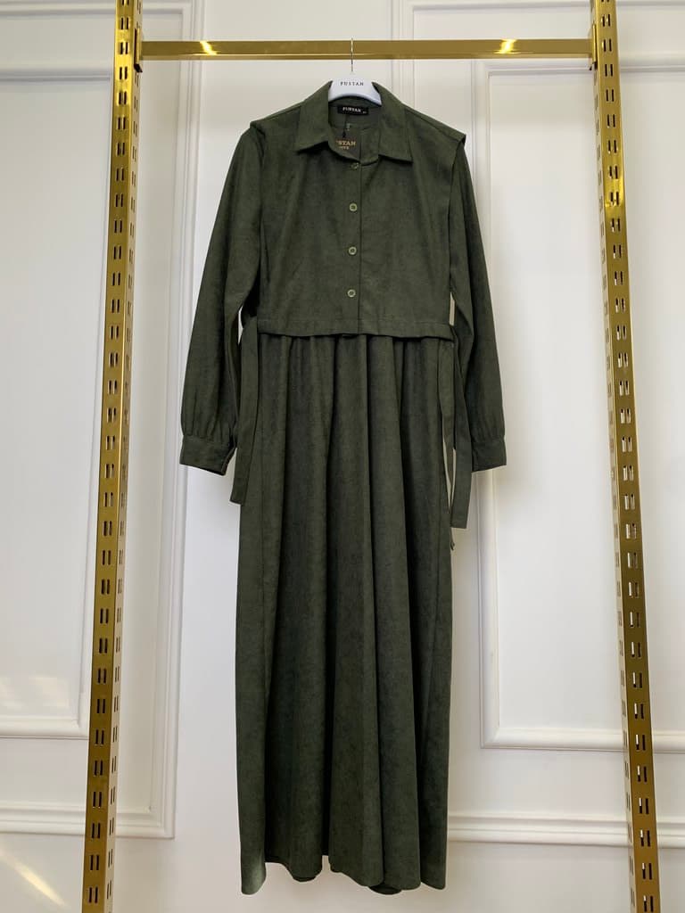 Fustan Women's Cotton Long Dress - Dark Green (38)