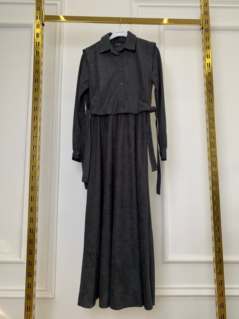 Fustan Women's Cotton Long Dress - Gray (38)