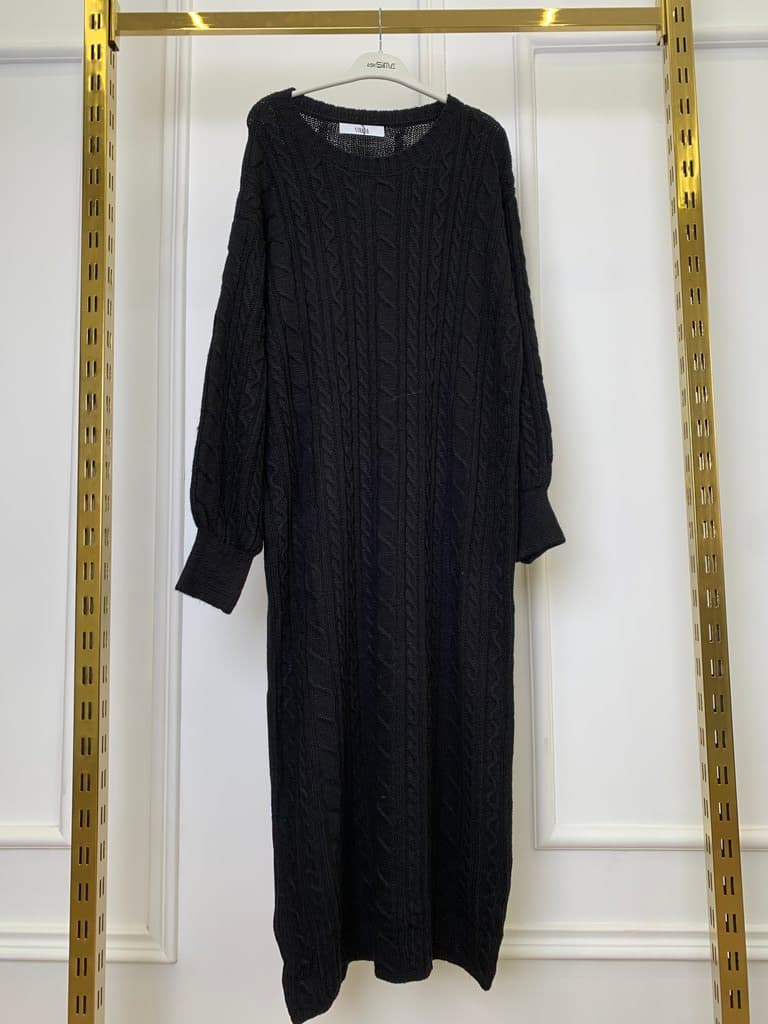 Strada Women's Wool Long Dress - Black (Free Size)