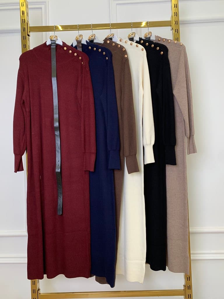 Strada Women's Wool Long Dress - Brown 2