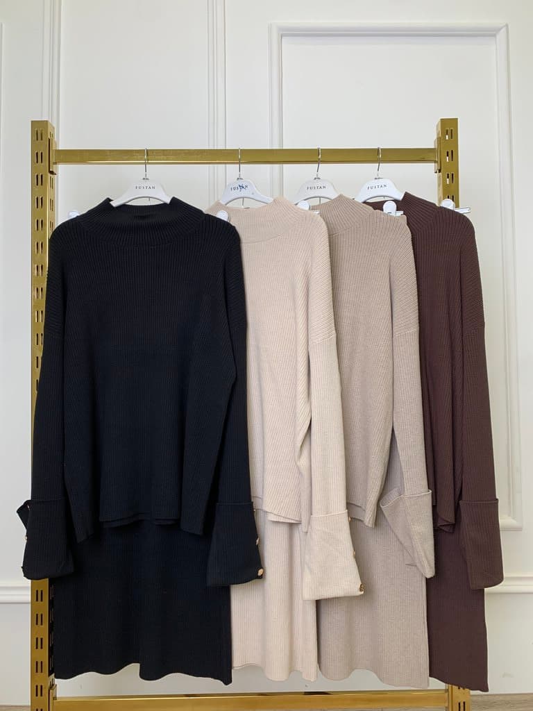 Strada Women's Wool Top and Skirt Set - Light Brown (Free Size) 3