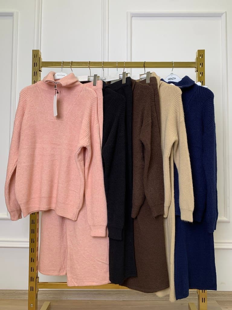 Ailand Women's Wool Blouse & Pants Set - Navy Blue (Free Size) 4